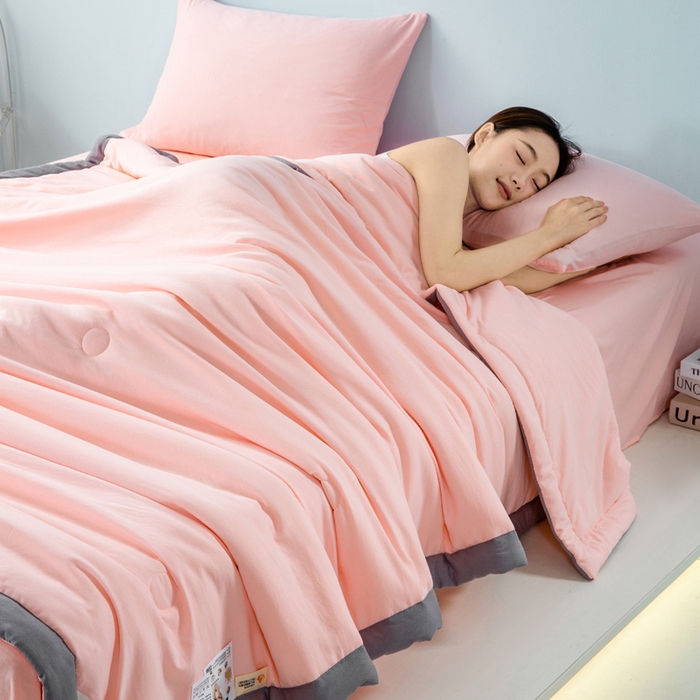 91家纺网 家纺一手货源 找家纺 森林人 2024新款A类水洗棉大豆纤维夏被四件套 优雅玉