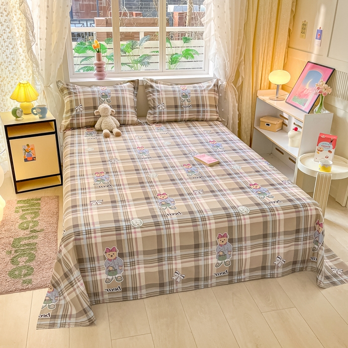 91家纺网 家纺一手货源 找家纺 铭成家纺 2024新款新疆棉喷气印花小清新系列单床单 沫沫小姐