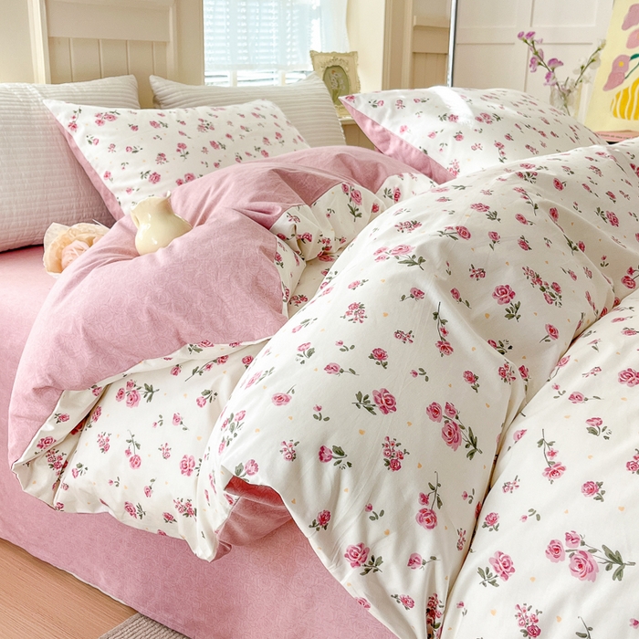 91家纺网 家纺一手货源 找家纺 优彩 2025新款花花系列13372全棉四件套 小玫瑰