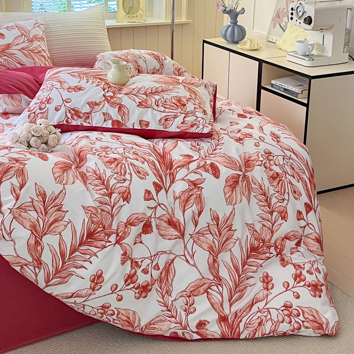 91家纺网 家纺一手货源 找家纺 优彩 2025新款花花系列13372全棉四件套 莉莉安