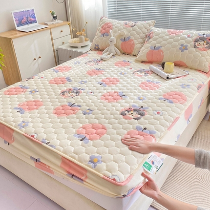 九亭家纺 2024新款A类抗菌全棉夹棉防水床笠 防水-甜美女生