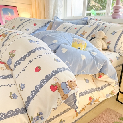 91家纺网 家纺一手货源 找家纺 （总）铭成家纺 2024新款新疆棉喷气印花小清新系列单被套