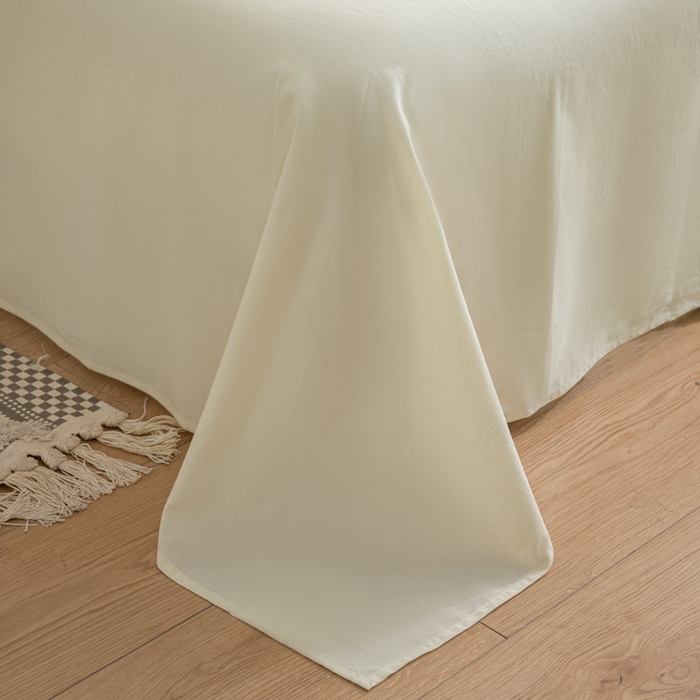 91家纺网 家纺一手货源 找家纺 ab家纺 2024新款40支全棉水洗棉双拼四件套 天空蓝杏黄