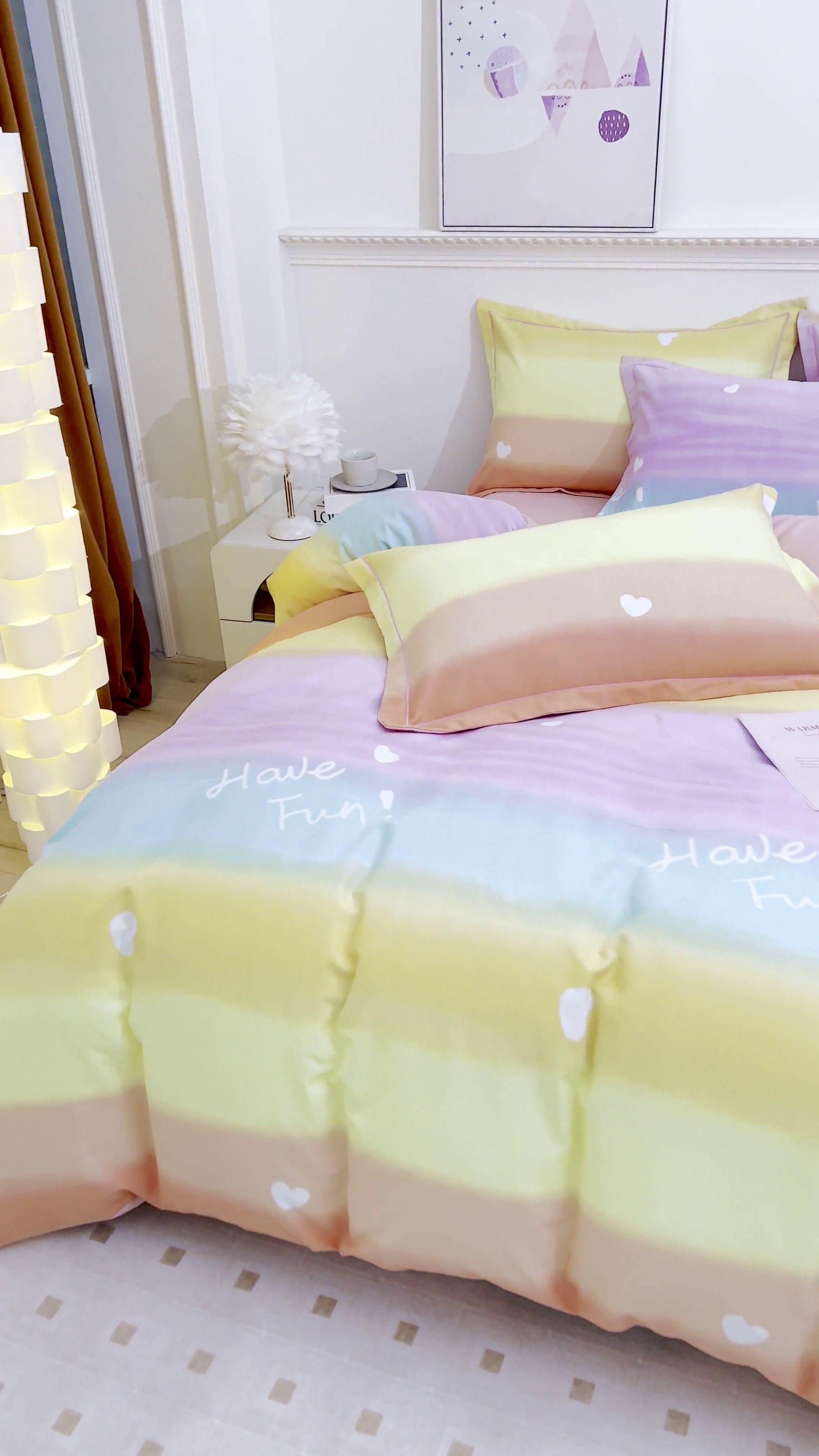 91家纺网 家纺一手货源 找家纺 雲归梦 2023新款全棉AB版加厚四件套 霓彩 桔