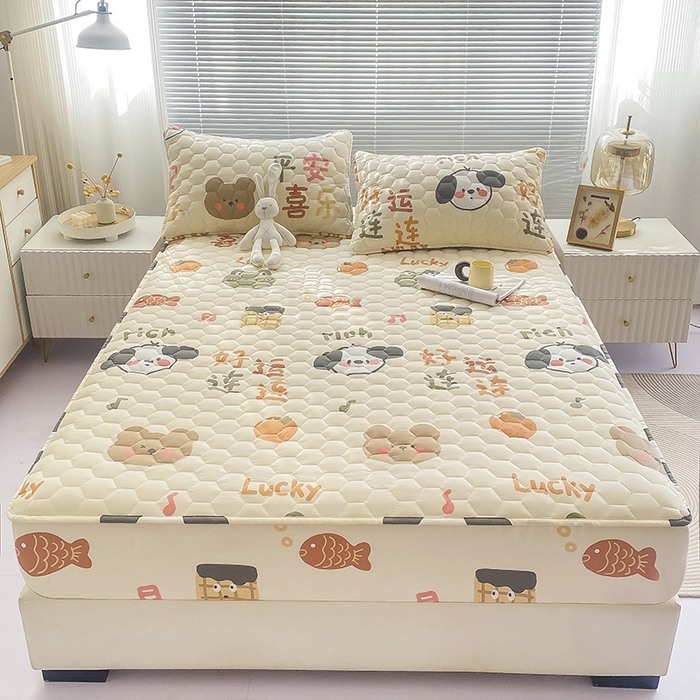 91家纺网 家纺一手货源 找家纺 九亭家纺 2024新款A类抗菌全棉夹棉防水床笠 防水-好运连连