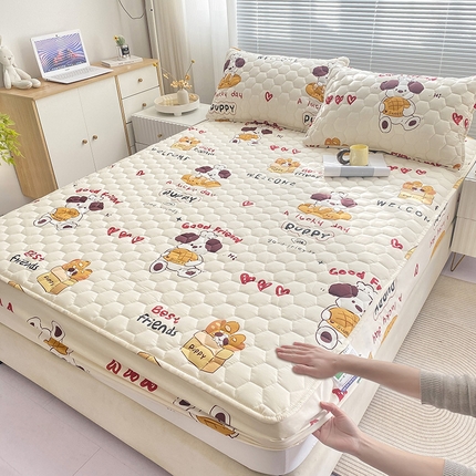 91家纺网 家纺一手货源 找家纺 （总）九亭家纺 2024新款A类抗菌全棉夹棉防水床笠