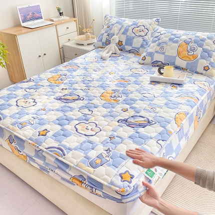 九亭家纺 2024新款A类抗菌全棉夹棉防水床笠 防水-月亮宝宝