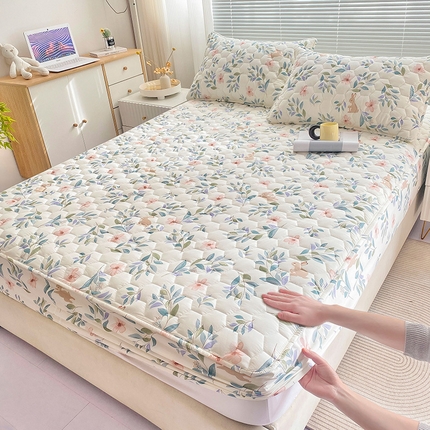 91家纺网 家纺一手货源 找家纺 （总）九亭家纺 2024新款A类抗菌全棉夹棉防水床笠