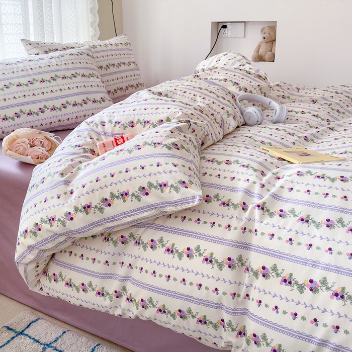 91家纺网 家纺一手货源 找家纺 优彩 2025新款花花系列13372全棉四件套 小葡萄