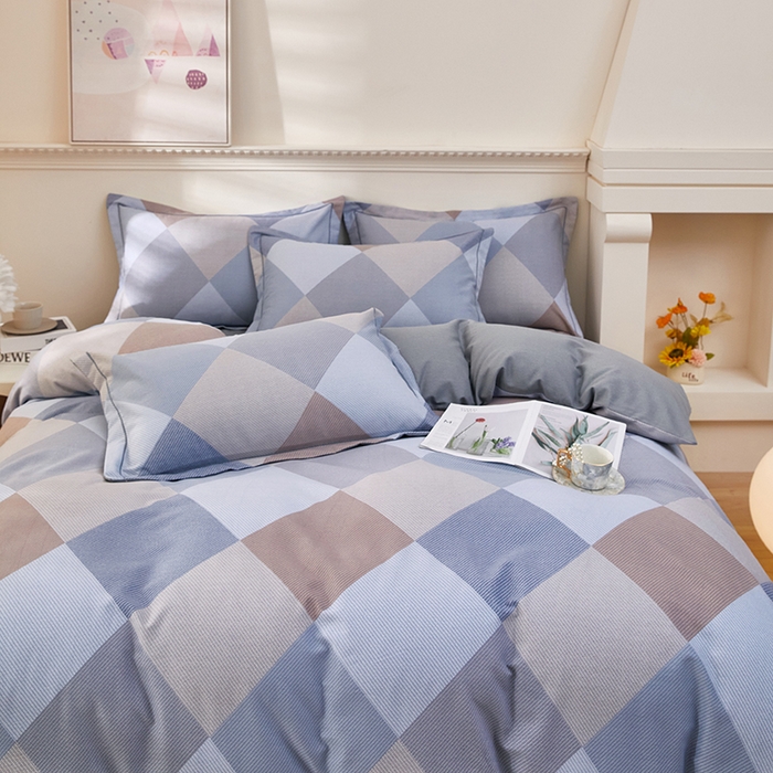 91家纺网 家纺一手货源 找家纺 雲归梦 2023新款全棉AB版加厚四件套 孟菲格 灰