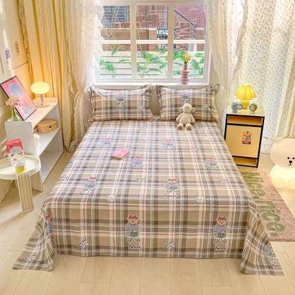 91家纺网 家纺一手货源 找家纺 铭成家纺 2024新款新疆棉喷气印花小清新系列单床单 沫沫小姐