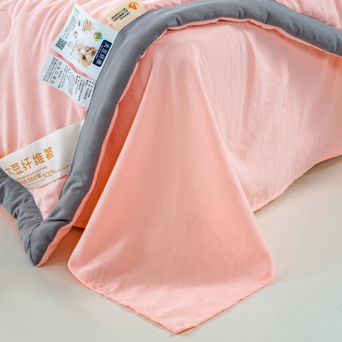 91家纺网 家纺一手货源 找家纺 森林人 2024新款A类水洗棉大豆纤维夏被四件套 优雅玉