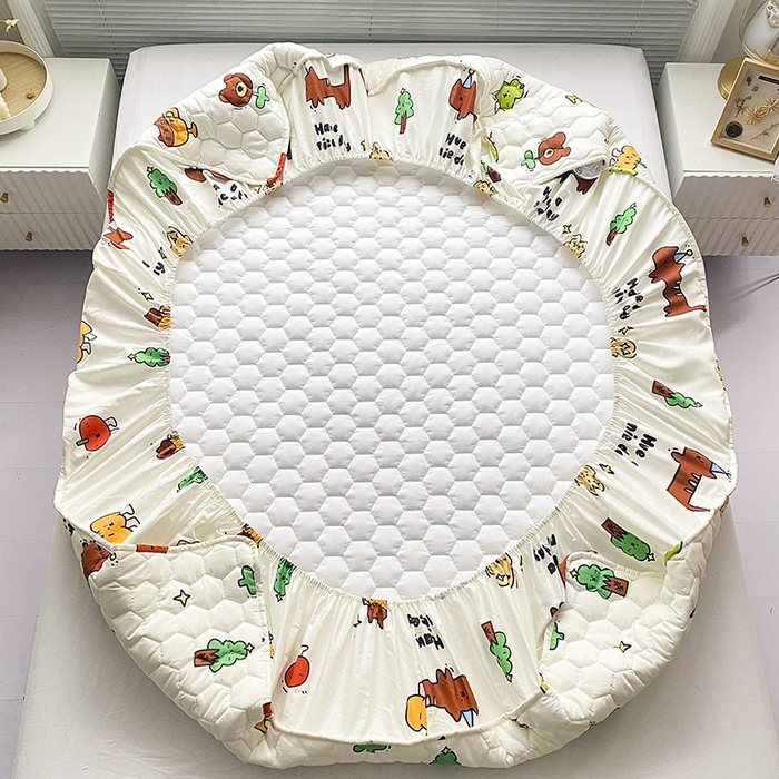 91家纺网 家纺一手货源 找家纺 九亭家纺 2024新款A类抗菌全棉夹棉防水床笠 防水-欢乐家族