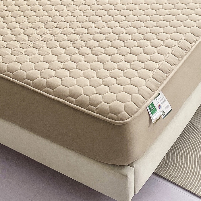 91家纺网 家纺一手货源 找家纺 九亭家纺 2024新款A类抗菌全棉夹棉防水床笠 防水-卡其