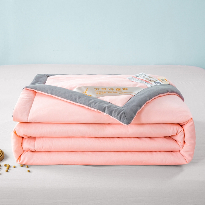 91家纺网 家纺一手货源 找家纺 森林人 2024新款A类水洗棉大豆纤维夏被四件套 优雅玉