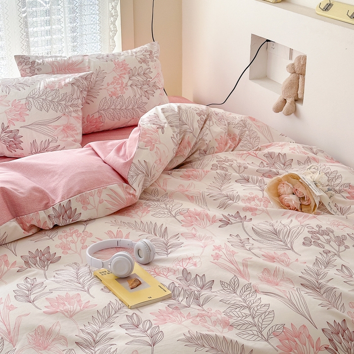 91家纺网 家纺一手货源 找家纺 优彩 2025新款花花系列13372全棉四件套 春来