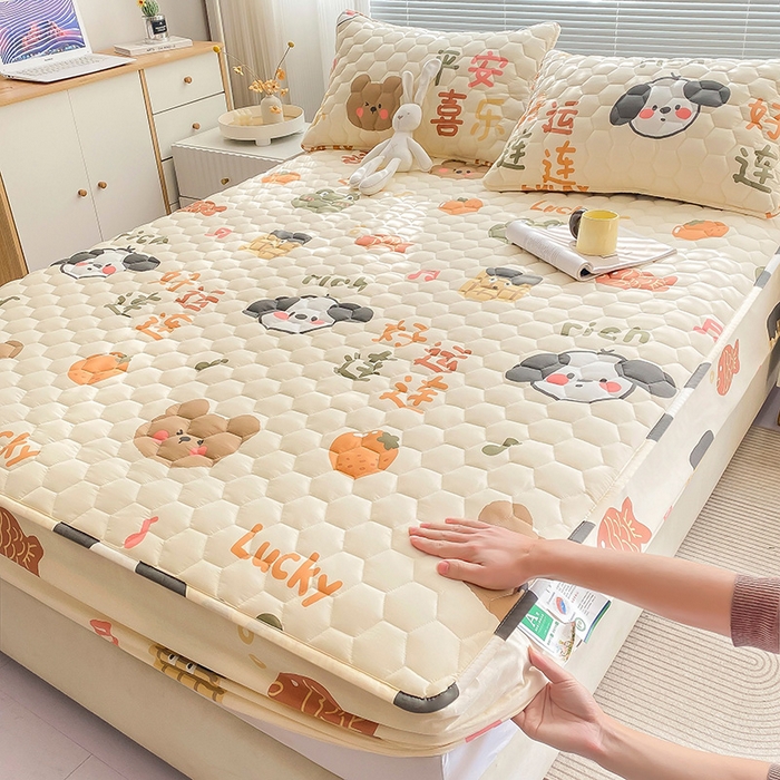 91家纺网 家纺一手货源 找家纺 九亭家纺 2024新款A类抗菌全棉夹棉防水床笠 防水-好运连连