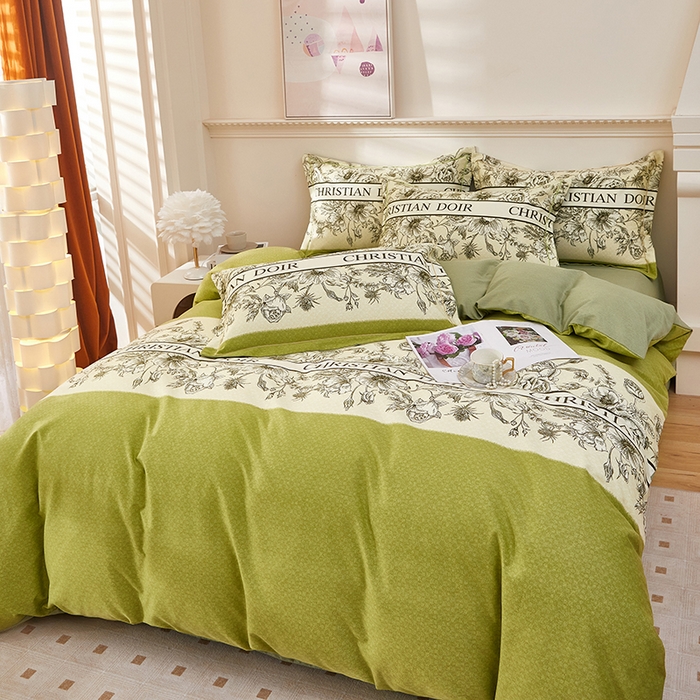 91家纺网 家纺一手货源 找家纺 雲归梦 2023新款全棉AB版加厚四件套 赫本 绿