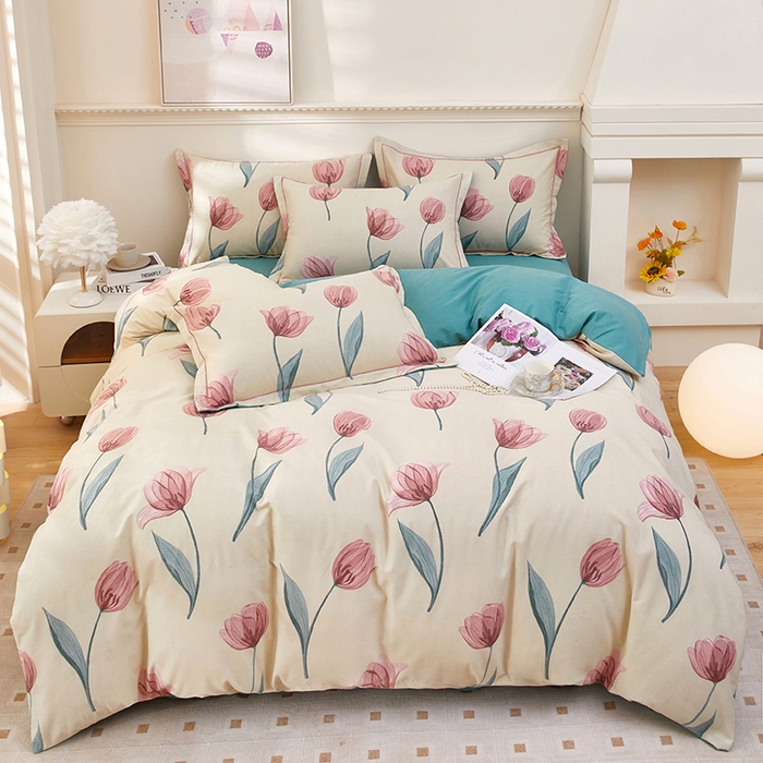 91家纺网 家纺一手货源 找家纺 雲归梦 2023新款全棉AB版加厚四件套 那片花海 米