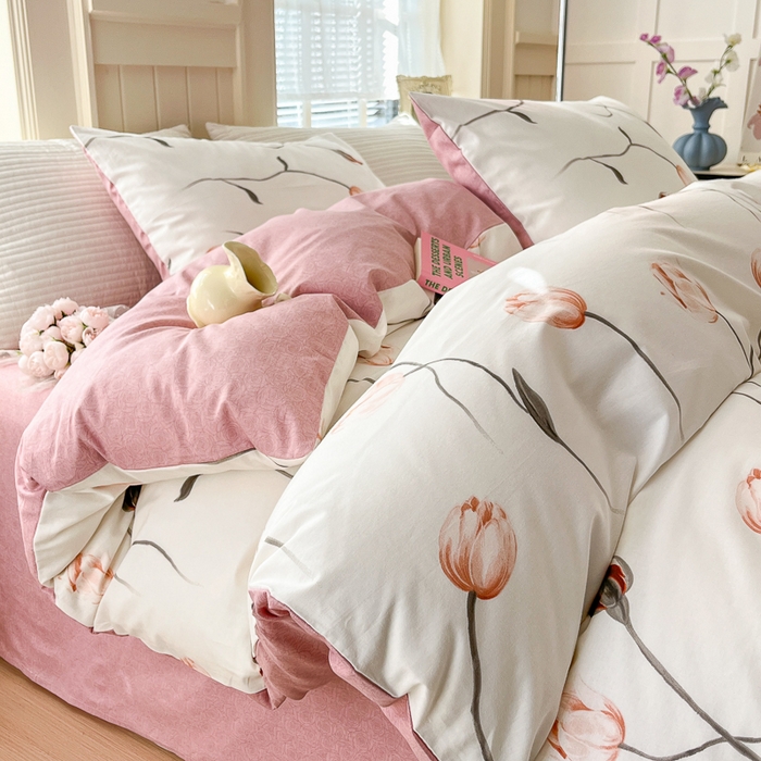 91家纺网 家纺一手货源 找家纺 优彩 2025新款花花系列13372全棉四件套 若兰