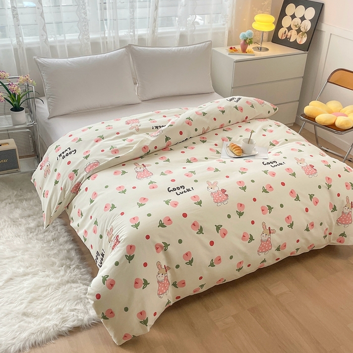 91家纺网 家纺一手货源 找家纺 翎盈家纺 2024新款纯棉13372印花单品被套 雨沫