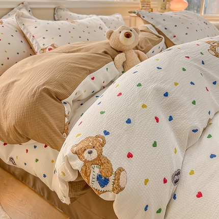 91家纺网 家纺一手货源 找家纺 （总）壹号库家纺 2024新款A类提花有氧泡泡绵四件套现货