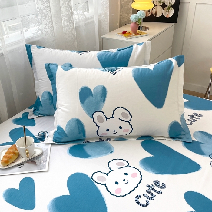 91家纺网 家纺一手货源 找家纺 翎盈家纺 2024款纯棉喷气印花单品枕套 波波兔