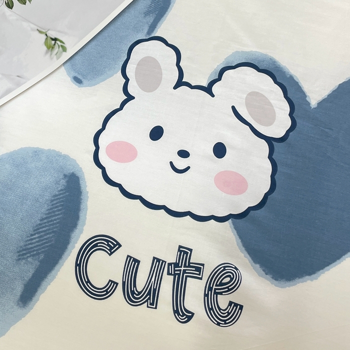 91家纺网 家纺一手货源 找家纺 翎盈家纺 2024款纯棉喷气印花单品枕套 波波兔