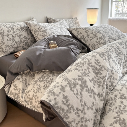 91家纺网 家纺一手货源 找家纺 宜代光年 2024新款60s全棉三层纱四件套 叶霖