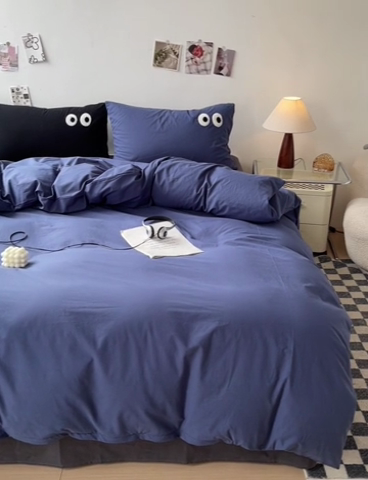 91家纺网 家纺一手货源 找家纺 （总）梦家居 2024新款全棉水洗棉四件套-大眼睛系列