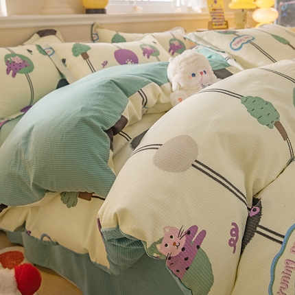 91家纺网 家纺一手货源 找家纺 （总）壹号库家纺 2024新款A类提花有氧泡泡绵四件套现货