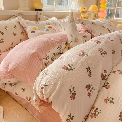 91家纺网 家纺一手货源 找家纺 （总）壹号库家纺 2024新款A类提花有氧泡泡绵四件套现货