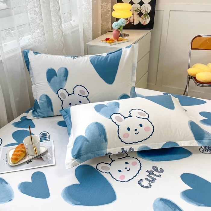 91家纺网 家纺一手货源 找家纺 翎盈家纺 2024款纯棉喷气印花单品枕套 波波兔