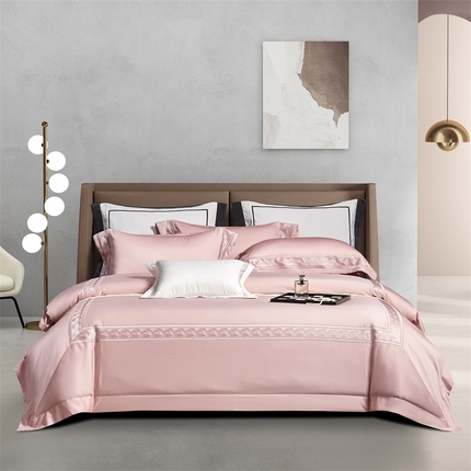 91家纺网 家纺一手货源 找家纺 榻尚家居 2024新款高定长绒棉贡缎工艺款四件套-伊芙琳 伊芙琳 珠玉