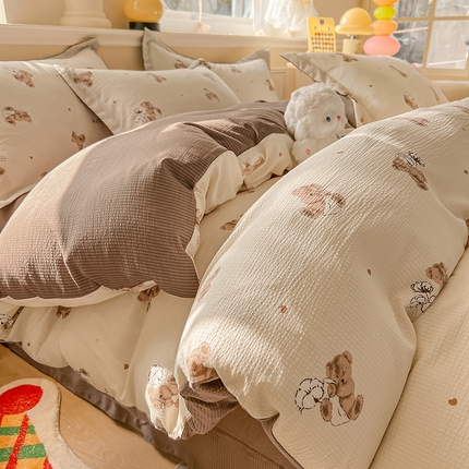 91家纺网 家纺一手货源 找家纺 （总）壹号库家纺 2024新款A类提花有氧泡泡绵四件套现货