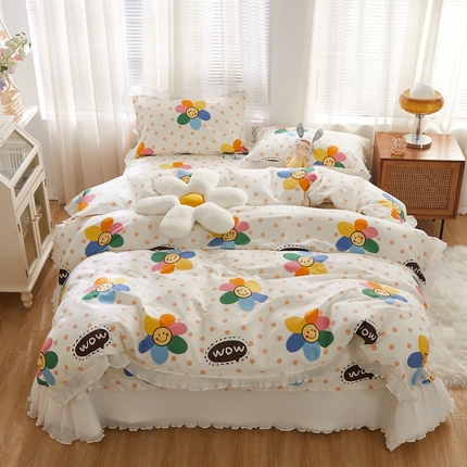 91家纺网 家纺一手货源 找家纺 舒居家纺 2024新款13070全棉花边被套单品 六色花