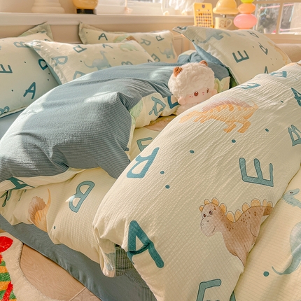 91家纺网 家纺一手货源 找家纺 （总）壹号库家纺 2024新款A类提花有氧泡泡绵四件套现货