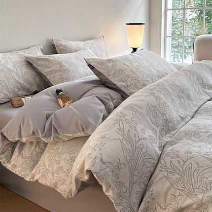 91家纺网 家纺一手货源 找家纺 宜代光年 2024新款60s全棉三层纱四件套 仙鹤