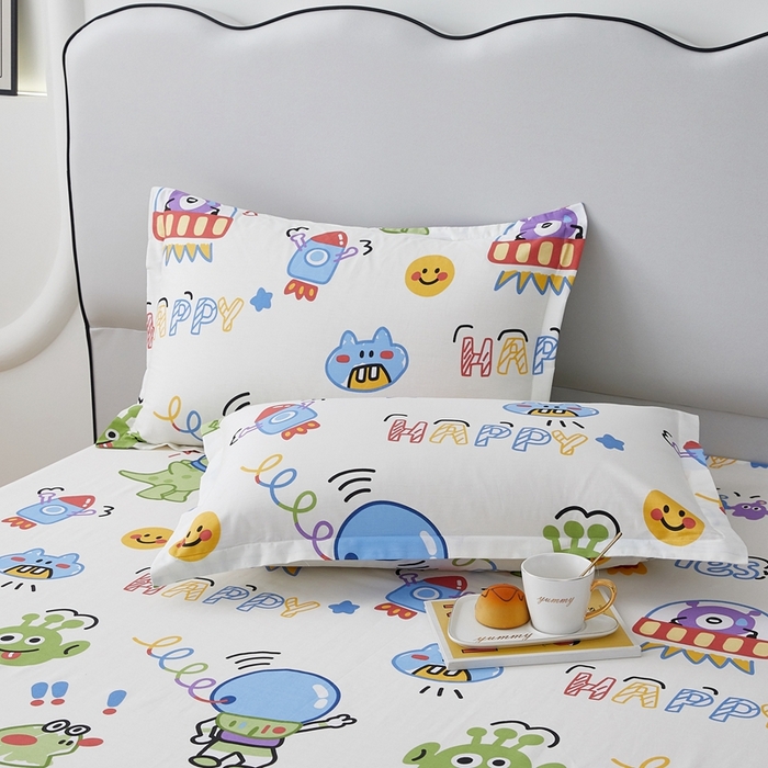 91家纺网 家纺一手货源 找家纺 翎盈家纺 2024新款纯棉喷气印花四件套-第一批 怪兽学院