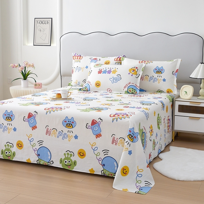 91家纺网 家纺一手货源 找家纺 翎盈家纺 2024新款纯棉喷气印花四件套-第一批 怪兽学院