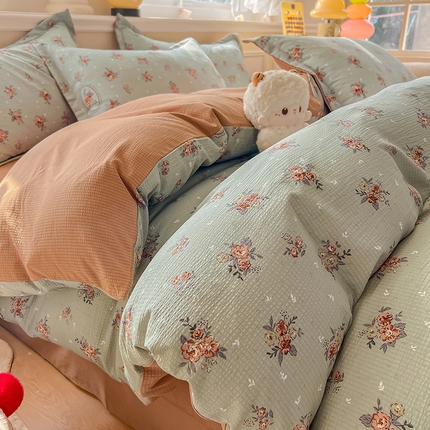 91家纺网 家纺一手货源 找家纺 （总）壹号库家纺 2024新款A类提花有氧泡泡绵四件套现货