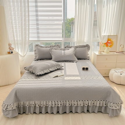 宜凡家纺 2024新品全棉夹棉床盖三件套-心情 心情 烟灰