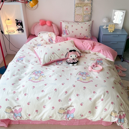 昔可家纺 2024新款全棉印花四件套 小玫瑰美乐蒂