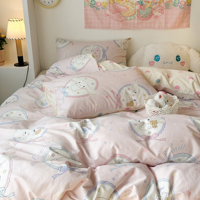 91家纺网 家纺一手货源 找家纺 昔可家纺 2024新款全棉印花四件套 蝴蝶结玉桂