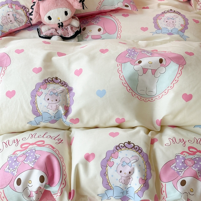 91家纺网 家纺一手货源 找家纺 昔可家纺 2024新款全棉印花四件套 粉心蒂蒂