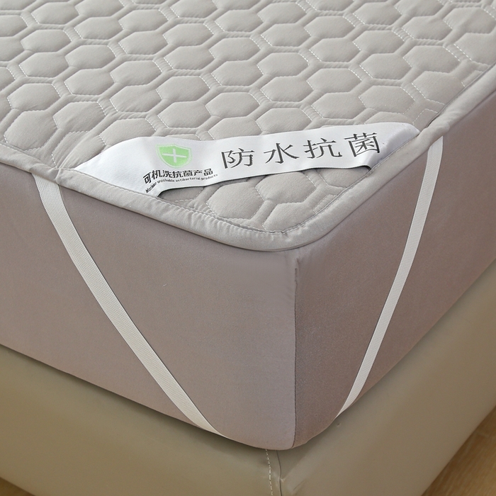 91家纺网 家纺一手货源 找家纺 老帅的工厂店  2025新款夹棉纯色防水床垫 浅灰