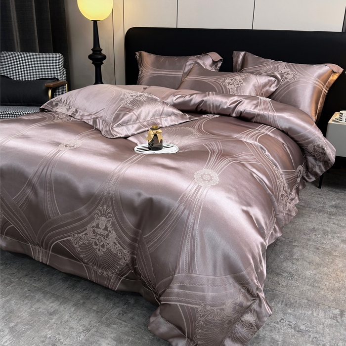 91家纺网 家纺一手货源 找家纺 三沁2024网红直播爆款全棉高精密色织贡缎提花镂空系列四件套 华光溢彩