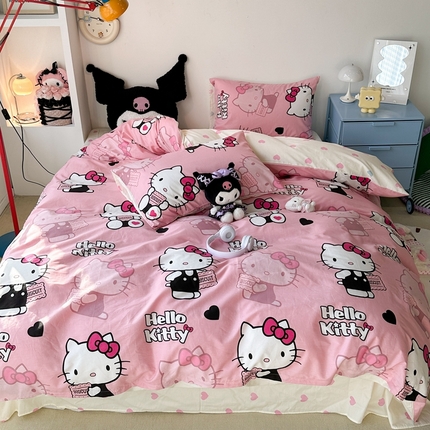 昔可家纺 2024新款全棉印花四件套 萌萌kitty酱