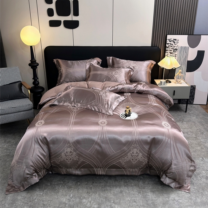 91家纺网 家纺一手货源 找家纺 三沁2024网红直播爆款全棉高精密色织贡缎提花镂空系列四件套 华光溢彩