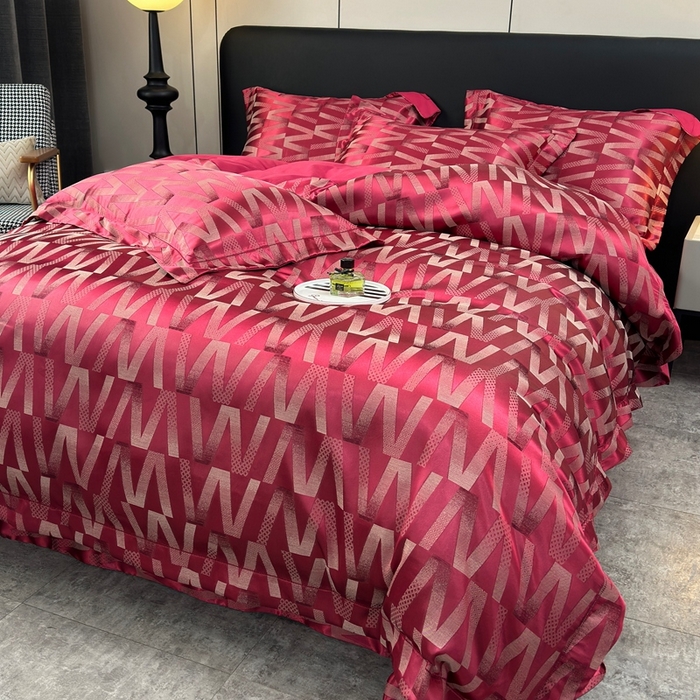 91家纺网 家纺一手货源 找家纺 三沁2024网红直播爆款全棉高精密色织贡缎提花镂空系列四件套 杜迪安